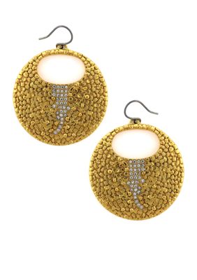 Vince Camuto Gold Metal and Leather Earrings