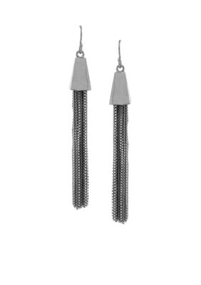 Vince Camuto Silver Metal and Leather Earrings