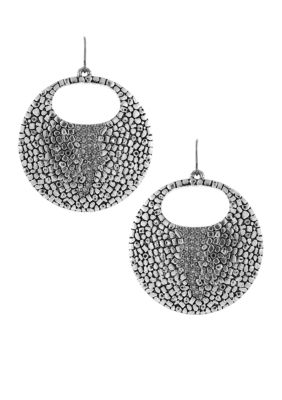 Vince Camuto Silver Metal and Leather Earrings