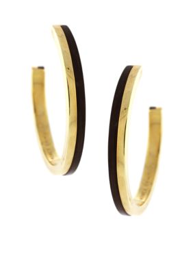 Vince Camuto Neutral Territory Gold and Wood Hoop