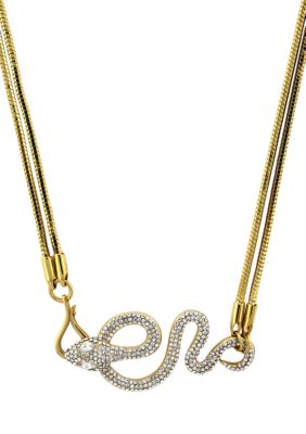 Vince Camuto Gold Metal and Leather Necklace