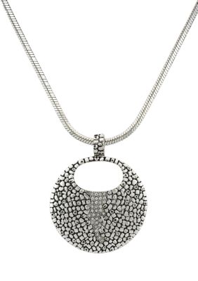 Vince Camuto Silver Metal and Leather Necklace