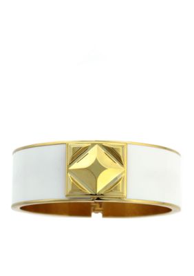 Vince Camuto White and Gold Hinge Bracelet