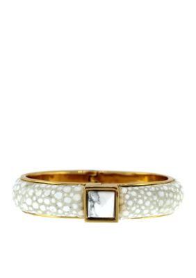 Vince Camuto White Egret and Gold Hinge Bracelet
