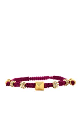 Vince Camuto Pink and Gold Pyramid Macrame Bracelet
