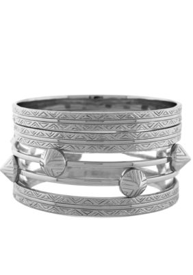 Vince Camuto Tribal Fusion Silver Bangle Set