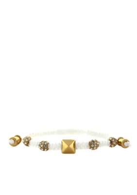 Vince Camuto Ivory and Gold Macram Bracelet