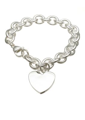 Belk Silverworks Silver-Plated Stainless Steel Heart Link Bracelet