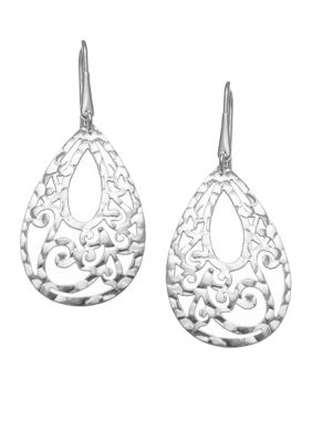 Belk Silverworks Silver Plated Stainless Steel Filigree Earrings
