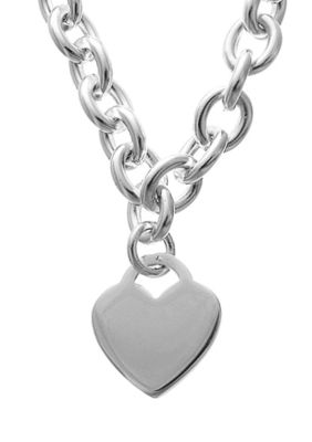 Belk Silverworks Silver-Plated Stainless Steel Heart Link Necklace