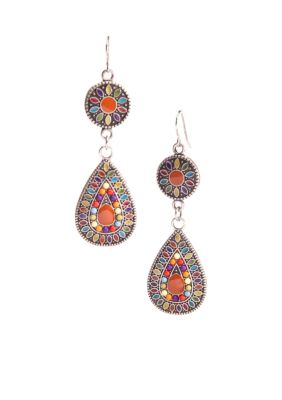 Red Camel&reg; Multi-Colored Teardrop Earrings