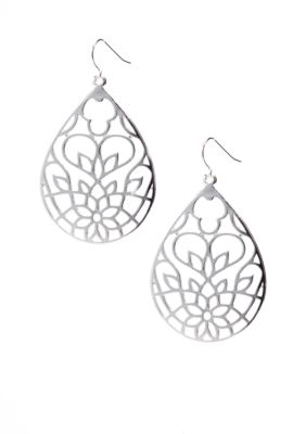 Red Camel Open Filigree Teardrop Earrings