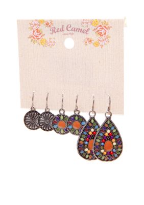 Red Camel Pierced Earrings Trio