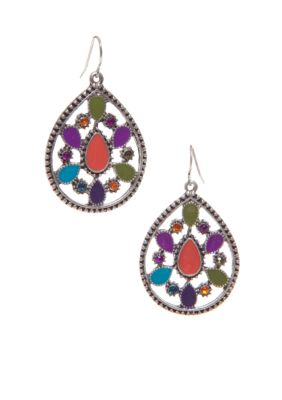 Red Camel Pierced Tear Drop Earrings
