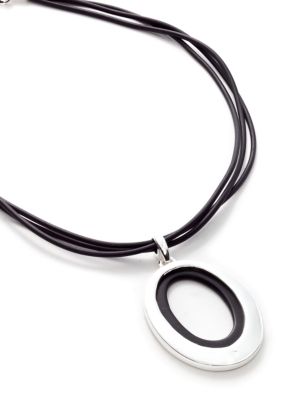 Nine West Two-Tone Pendant Leather Cord Necklace