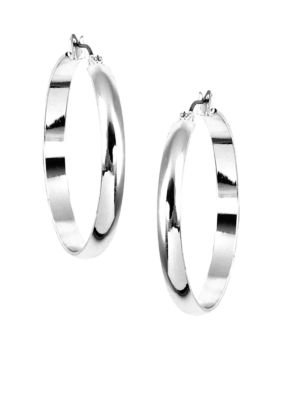 Nine West Large Silver Click Top Tube Hoop