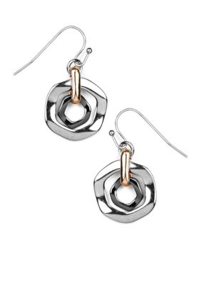 Nine West Geometric Tri Color Drop Earring