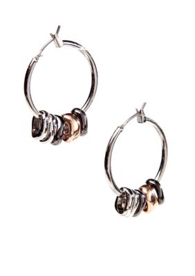 Nine West Silver Tube Hoop Earrings