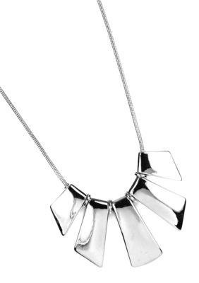Nine West High Polish Silver Graduated Geometric Necklace