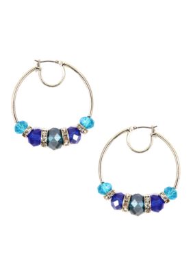 Nine West Pierced Beaded Hoop Earrings