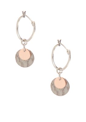 Nine West Tri-Color Hoop with Charm Drop Earring