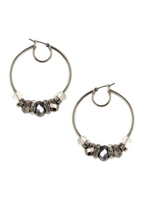 Nine West Pierced Beaded Hoop Earrings