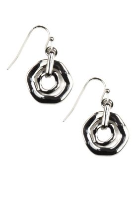 Nine West Hammered Silver Orbital Drop Pierced Earring