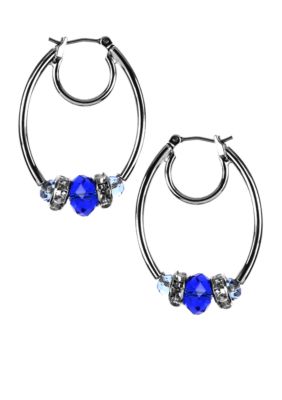 Nine West Pierced Small Beaded ClickIt Hoop Earrings