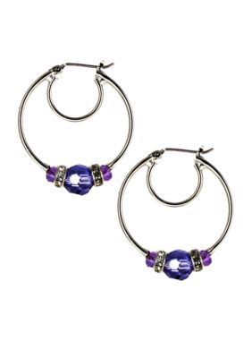 Nine West Pierced Beaded Hoop Earrings