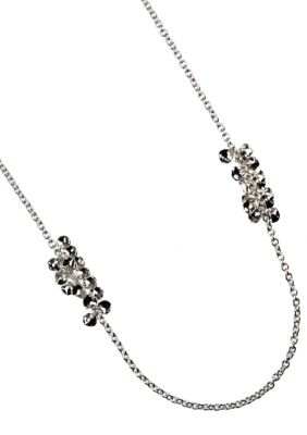 Nine West Long Length Polished Silver Station Necklace