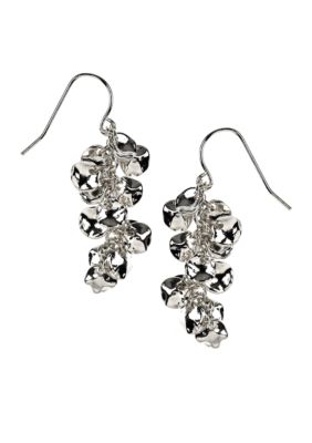 Nine West Artisan Inspired Silver Cluster Drop Earrings