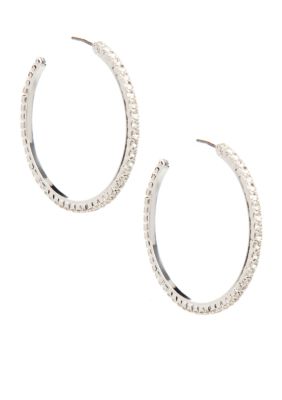 Nine West Medium Crystal Hoop Earring