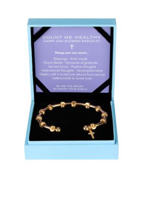Chelsea Charles Count Me Healthy Happy and Blessed Golden with Diamond Cross Charm