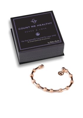 Chelsea Charles Count Me Healthy Peace and Love Rose Gold Bracelet with Peace Sign Charm