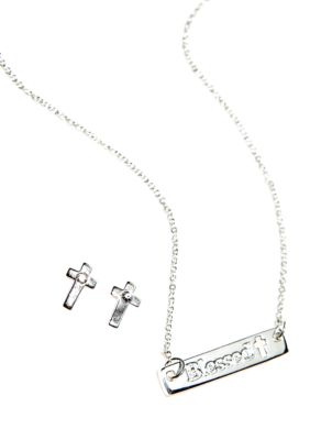 Chelsea Charles Silver Blessed ID Necklace Set
