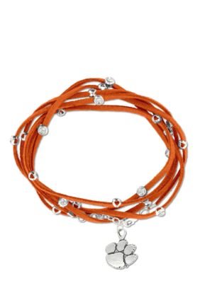 Legacy Clemson Rhinestone Suede Strap Bracelet