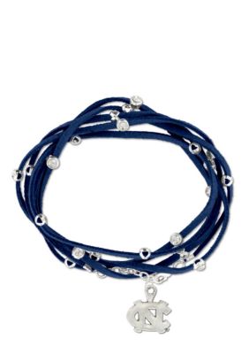 Legacy UNC Navy Rhinestone Suede Strap Bracelet
