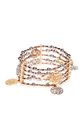 New Directions Five Row Metal Charm Bracelet