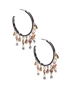 New Directions Metal Fringe Hoop Earrings