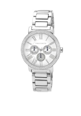 Vince Camuto Sleek Silver-Tone Bracelet with Crystal Bezel