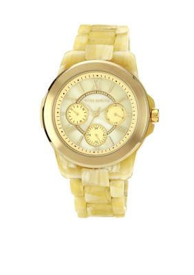 Vince Camuto Gold Tone Horn Plastic Watch 