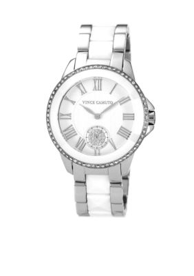 Vince Camuto Ceramic Bracelet Watch with Crystal Bezel