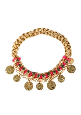 CYNTHIA Cynthia Rowley Pink Metal Disk Bracelet