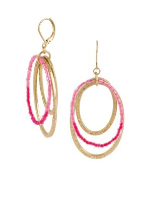 CYNTHIA Cynthia Rowley Pink Worn Gold Drop Earrings