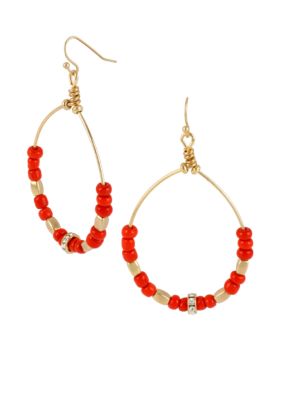 CYNTHIA Cynthia Rowley Red Tonal Gypsy Hoop Earrings