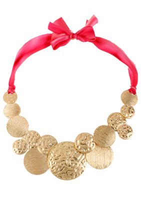 CYNTHIA Cynthia Rowley Pink Hammered Tie Back Necklace