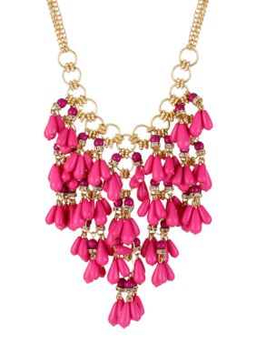 CYNTHIA Cynthia Rowley Pink Tear Drop Statement Necklace