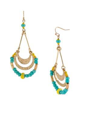 CYNTHIA Cynthia Rowley Turquoise & Gold Chandelier Earrings