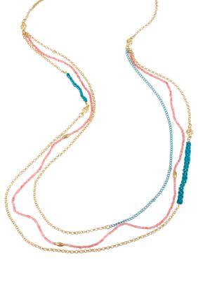 CYNTHIA Cynthia Rowley Turquoise & Pink Long Necklace