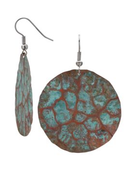 aakofii Handcrafted Copper Patina Earrings